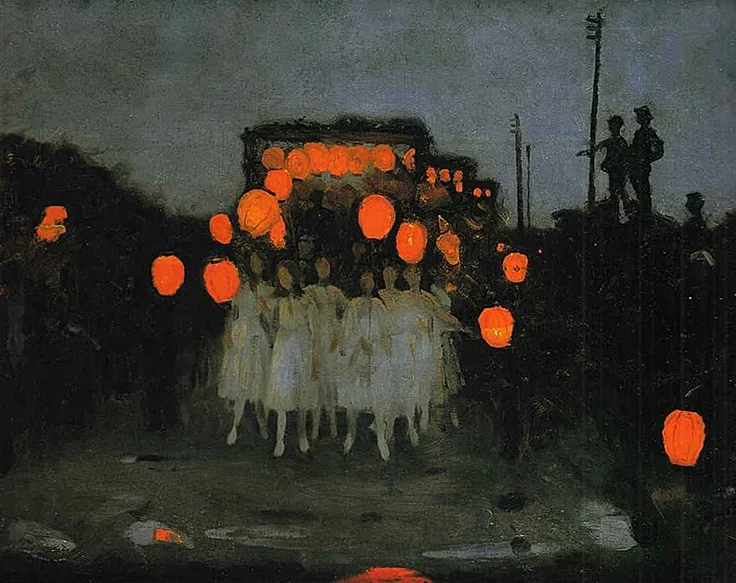 Thomas Cooper Gotch, The Lantern Parade, via