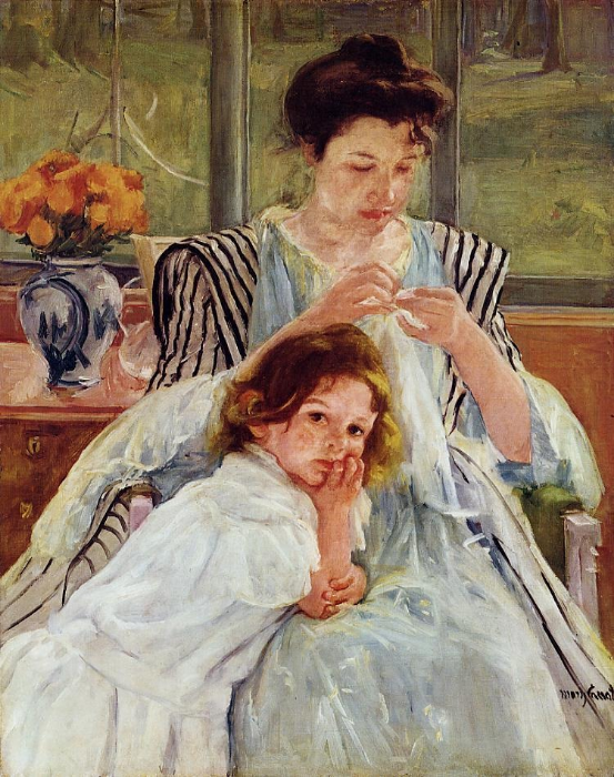  Young Mother Sewing , Mary Cassatt, 1900