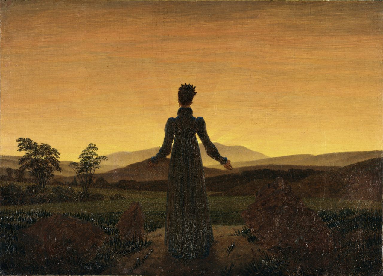 Frau vor der untergehenden sonne by caspar David Friedrich, 1818