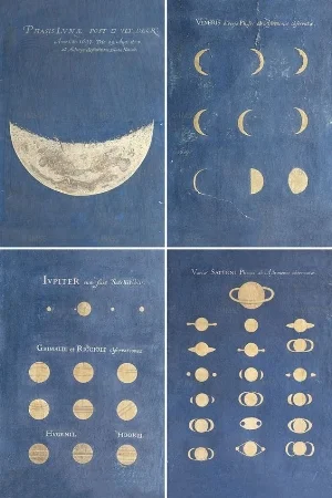 Maria Clara Eimmart (1676-1707). Phase of the Moon, Phases of Venus, Aspect of Jupiter, Aspect of Saturn, late 17th century