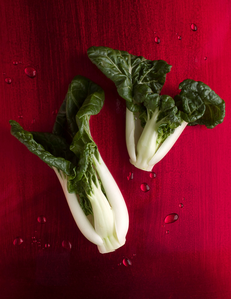 Bok Choy on Red Lacquer