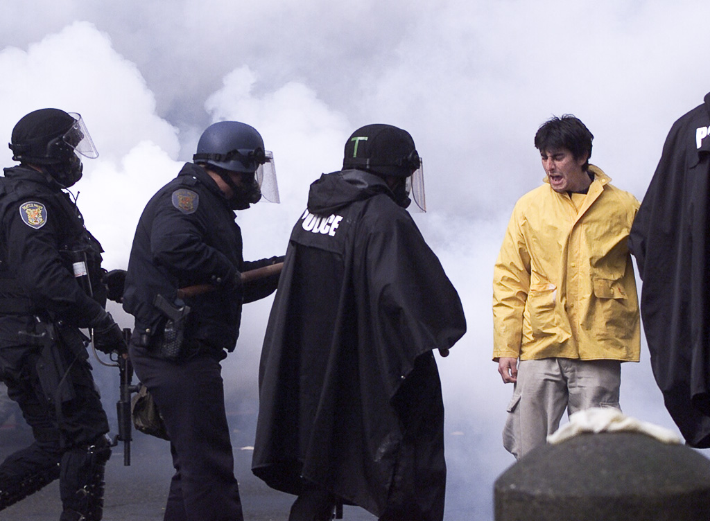 WTO riots, Seattle: confrontation in a cloud of gas