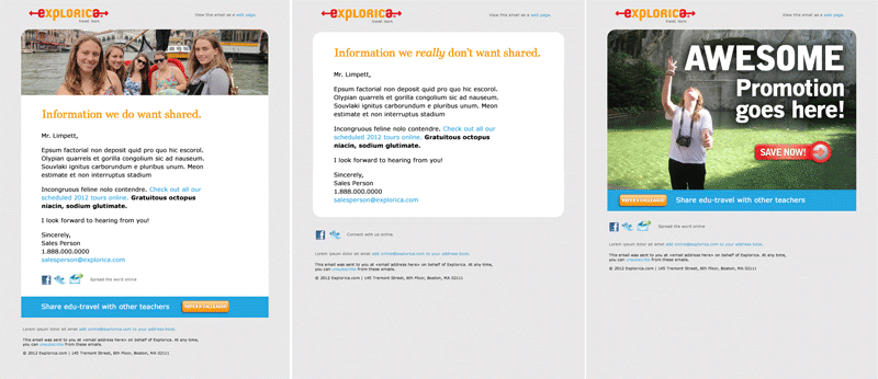 Three similar templates. Each intended for different communication needs.