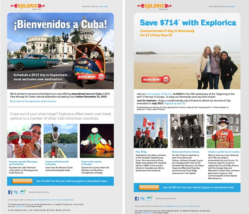 Cuba and other new tours announcement and Canadian war history promotion.