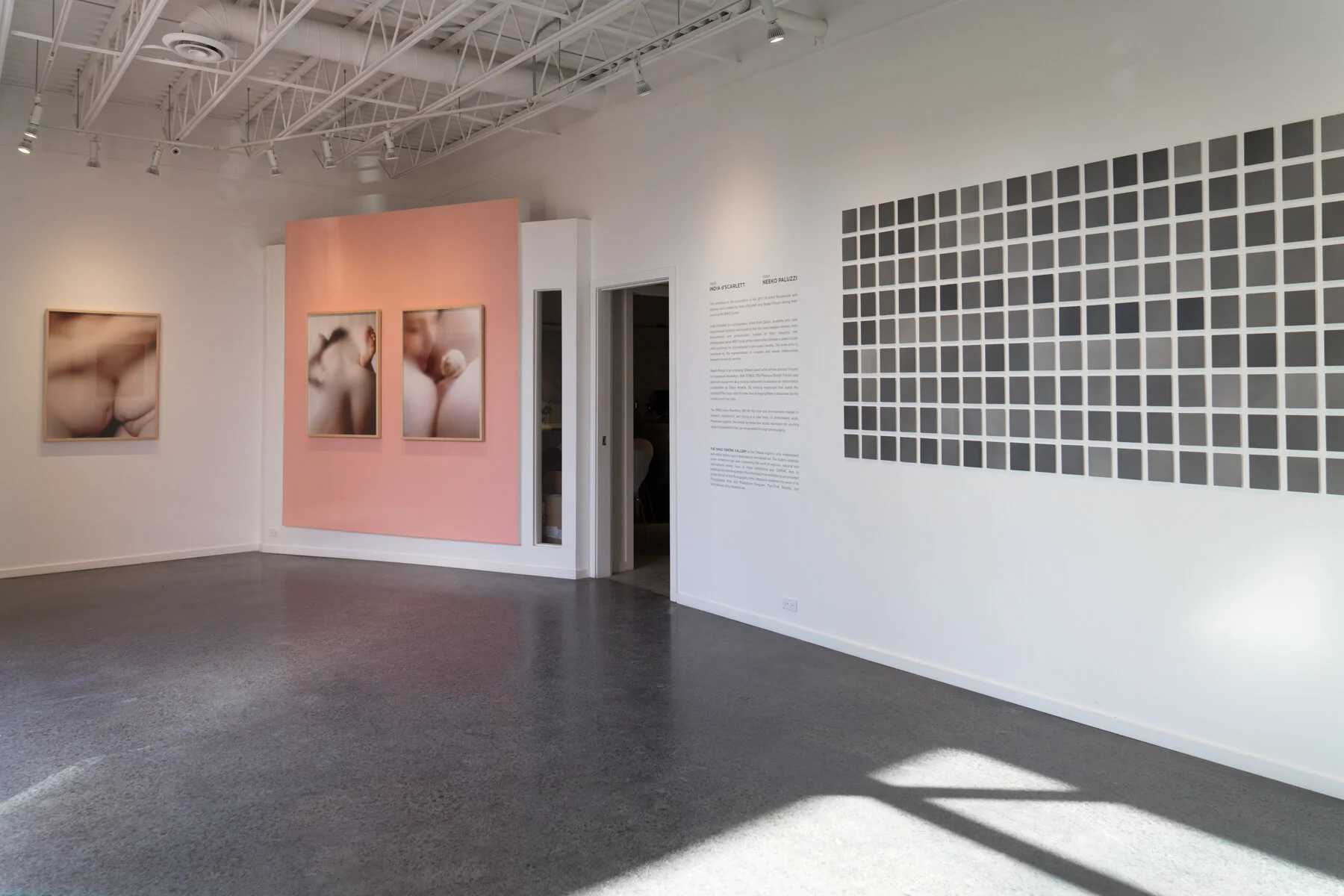 SPAO’s 2018 Artist in Residence exhibition, featuring work by India d’Scarlett and Neeko Paluzzi (installation view)