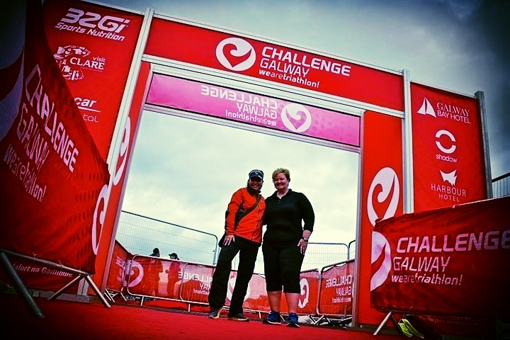 Krista and Kelli awaiting RaceQuest finishers at Challenge Galway.