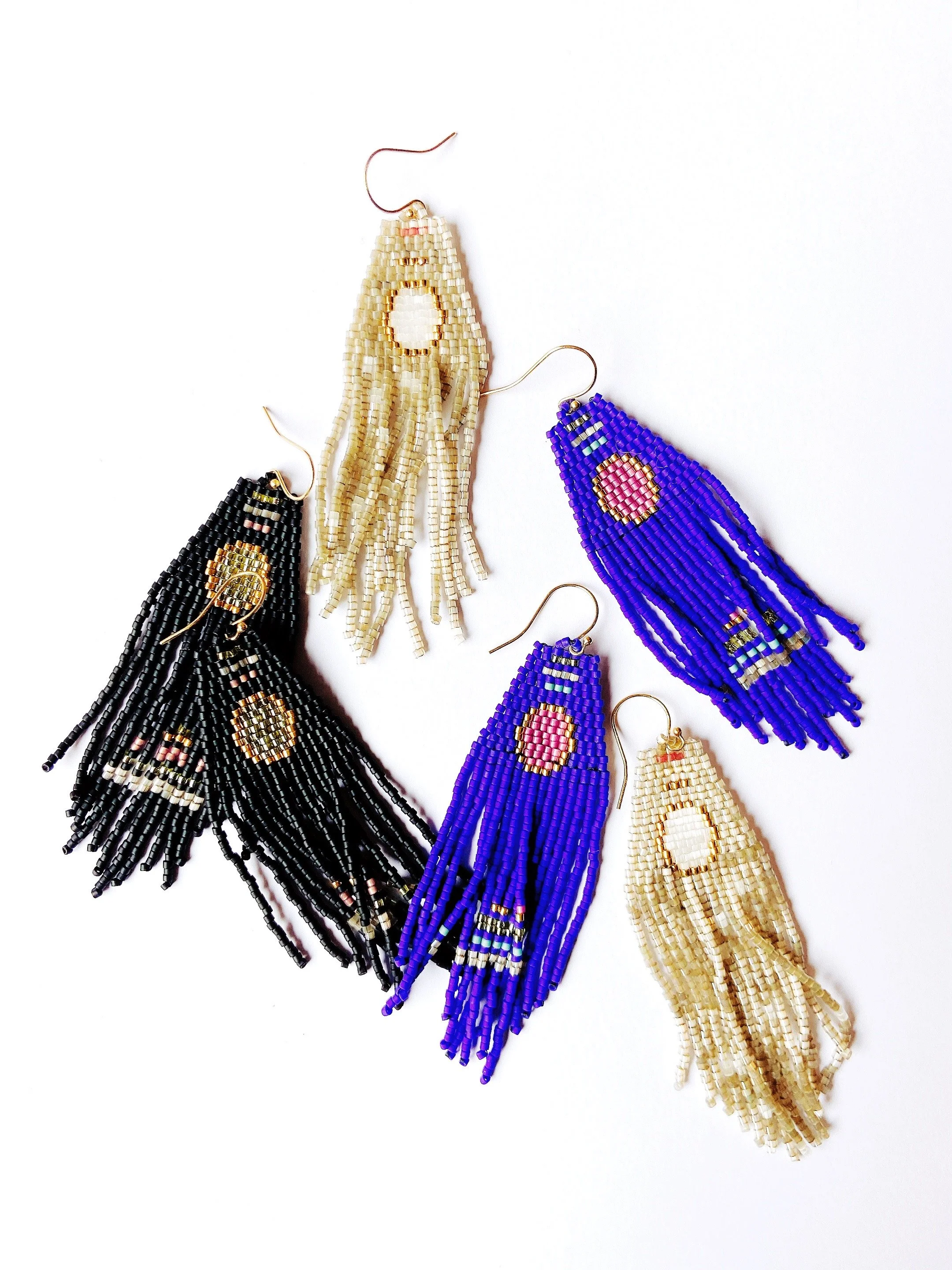 Beaded La Luna Fringe Earrings