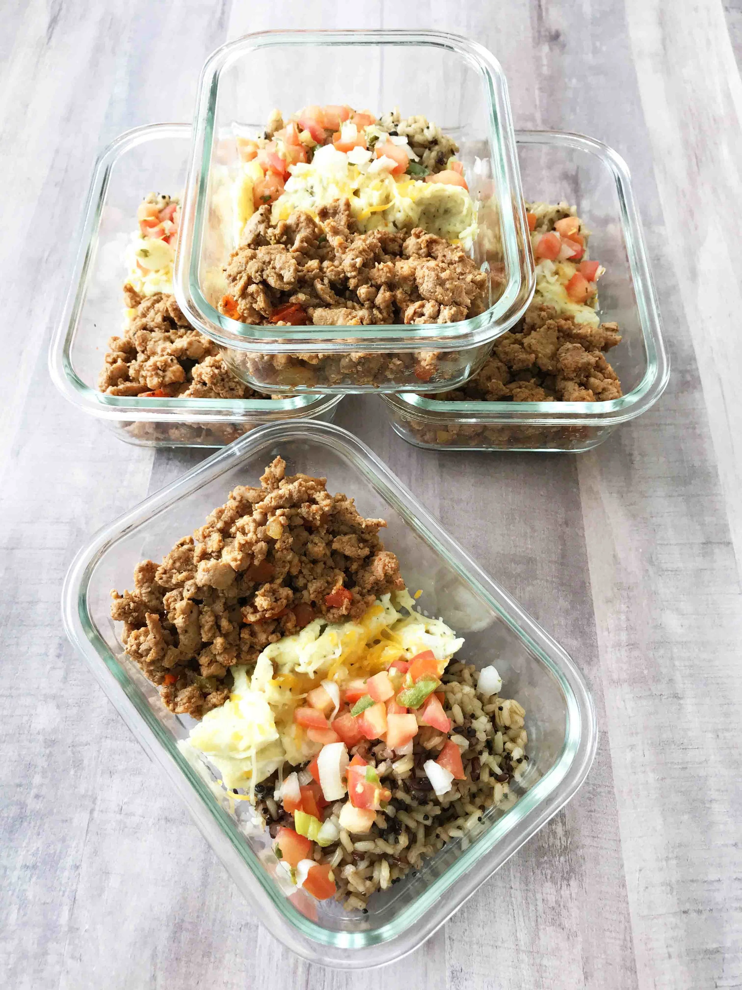 Healthy Lunch Meal Prep: Turkey Taco Bowls