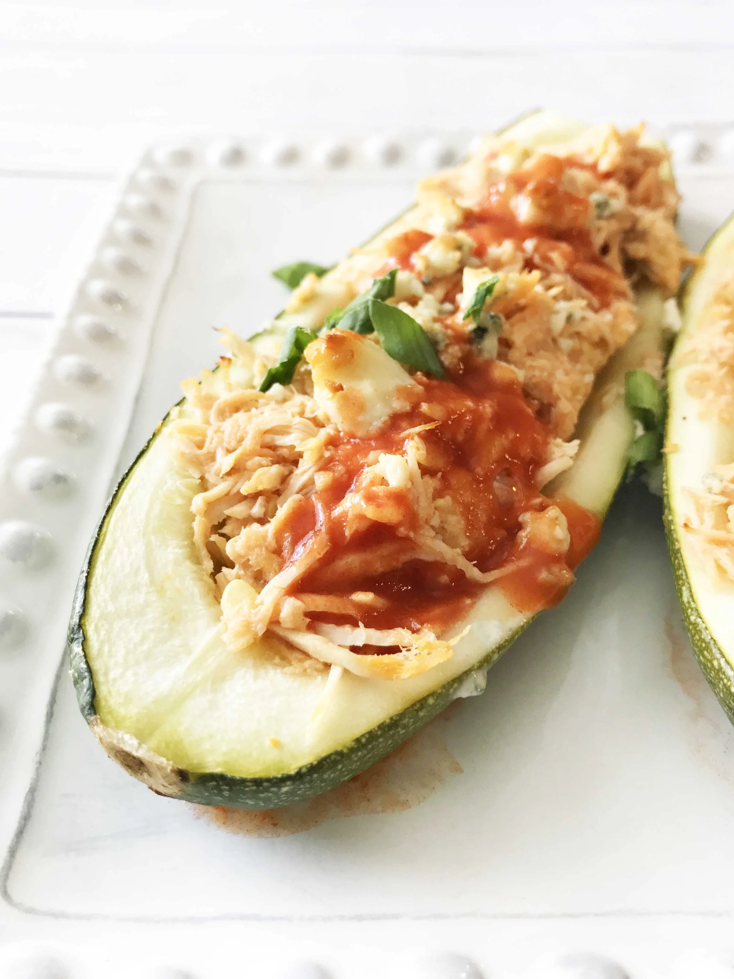 Buffalo Chicken Zucchini Boats The Skinny Fork