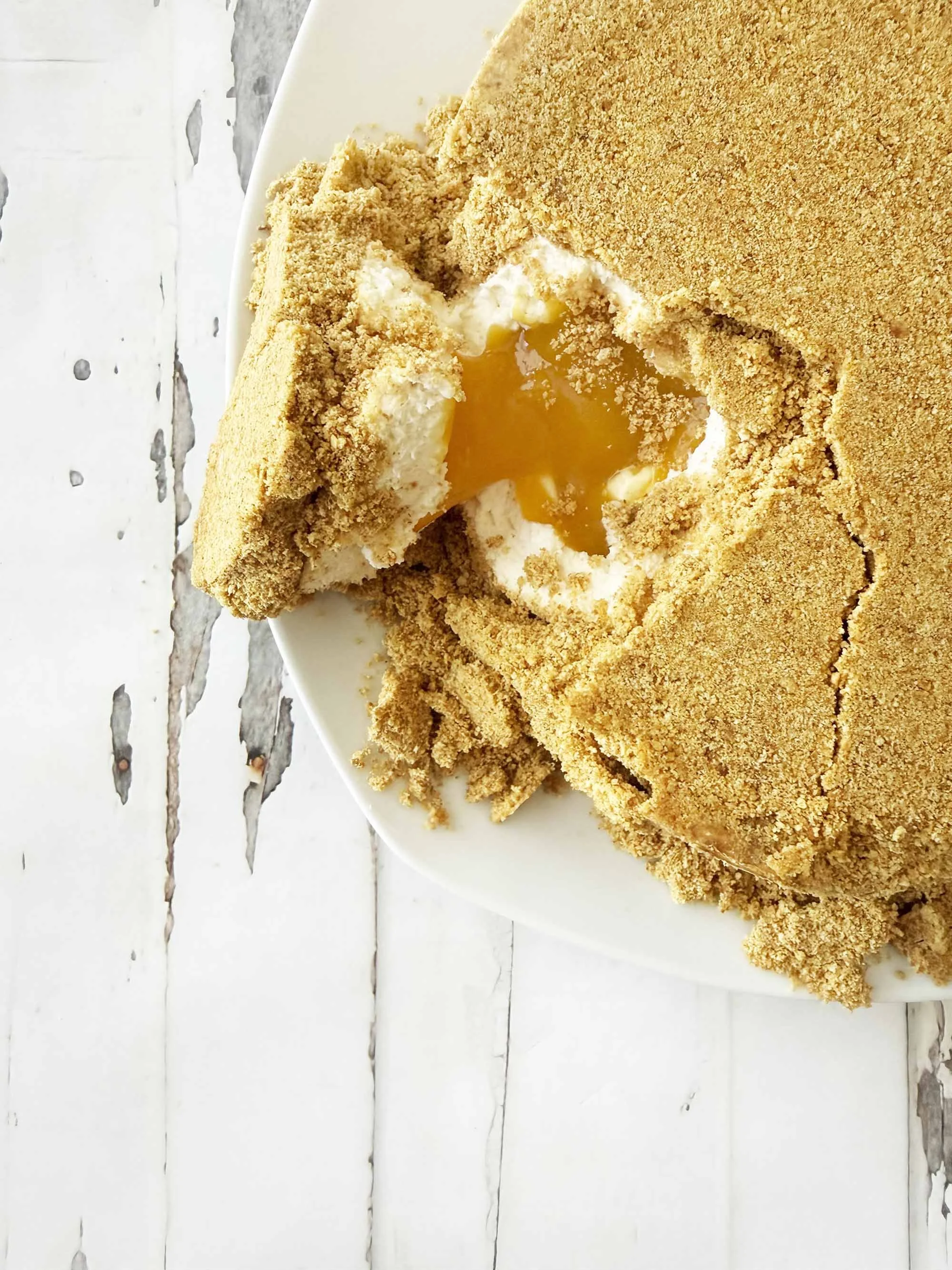 Passion Fruit Filled Upside-Down Cheesecake (No Bake)