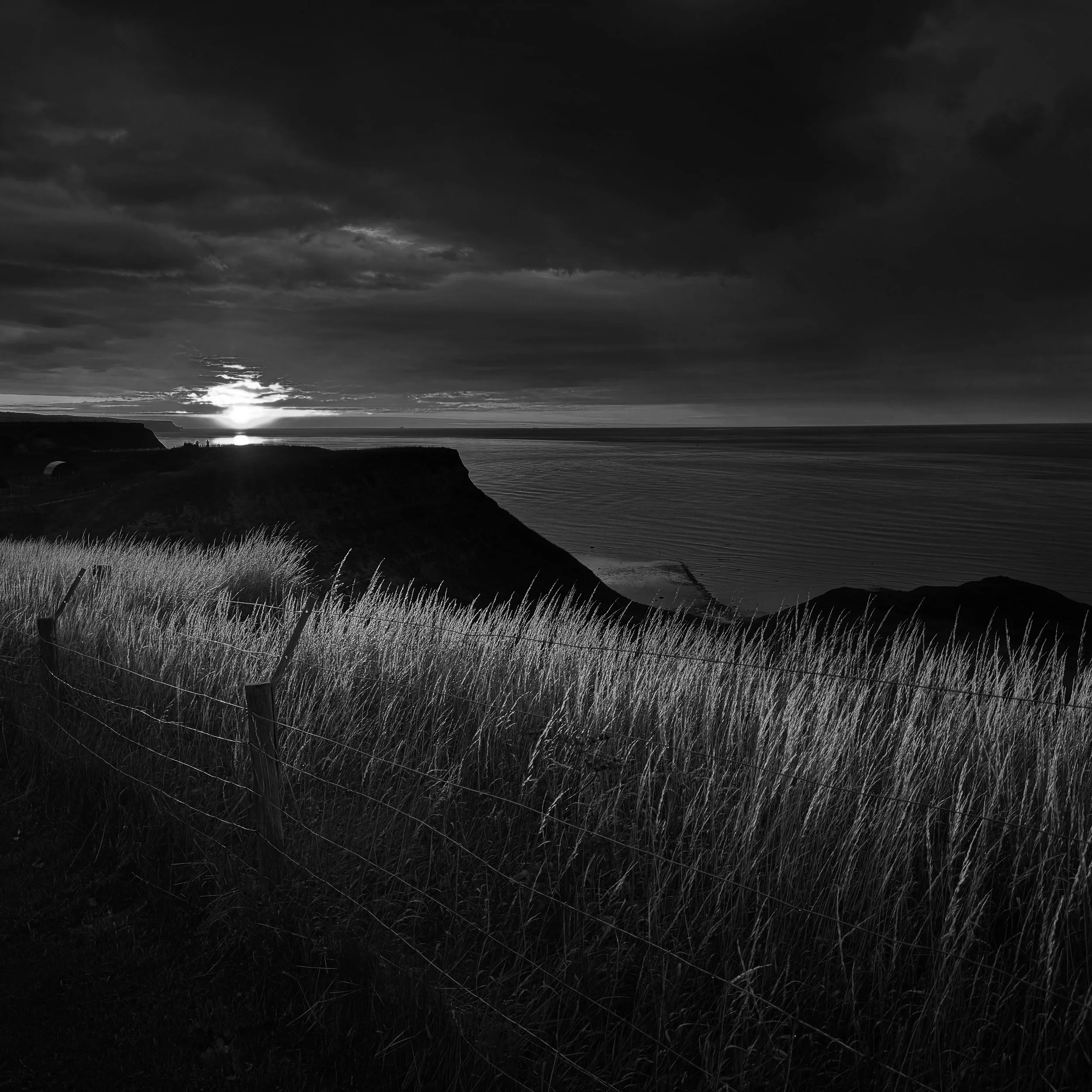 While many would share the colour version of this incredible sunset, I think it works really well in black and white, the dark sky and beautiful light on the grasses.
An easy choice for my weekly phone image.