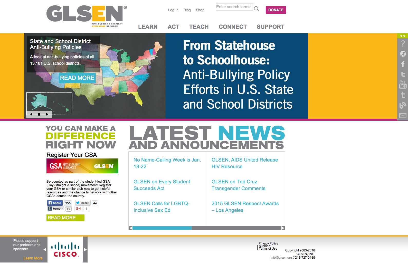 • GLSEN (non-profit) • New York, New York