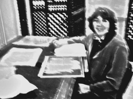April DeConick studying the Gospel of Thomas in the Coptic Museum, Cairo, 2005