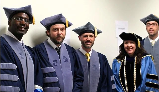 Four of Rice Religious Studies PhD graduates: Dr. Jonathan Chism, Dr. Franklin Trammell, Dr. Daniel Brubaker, Dr. Grant Adamson, and me.