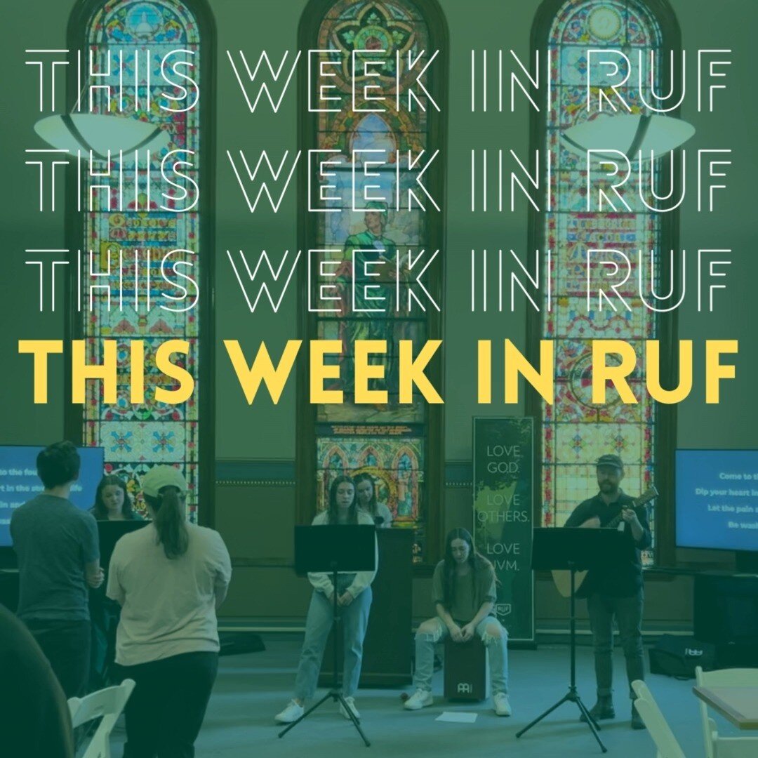 RUF is here to help you connect with God and others. There are lots of ways how. To sign up for a small group, use the link in our bio.

MON: Weekly Prayer (12-1pm) @ DC106E (Rosa Parks Rm)

TUES: Jam Sesh (6:30pm) @ Sam's (dinner included) | Women's