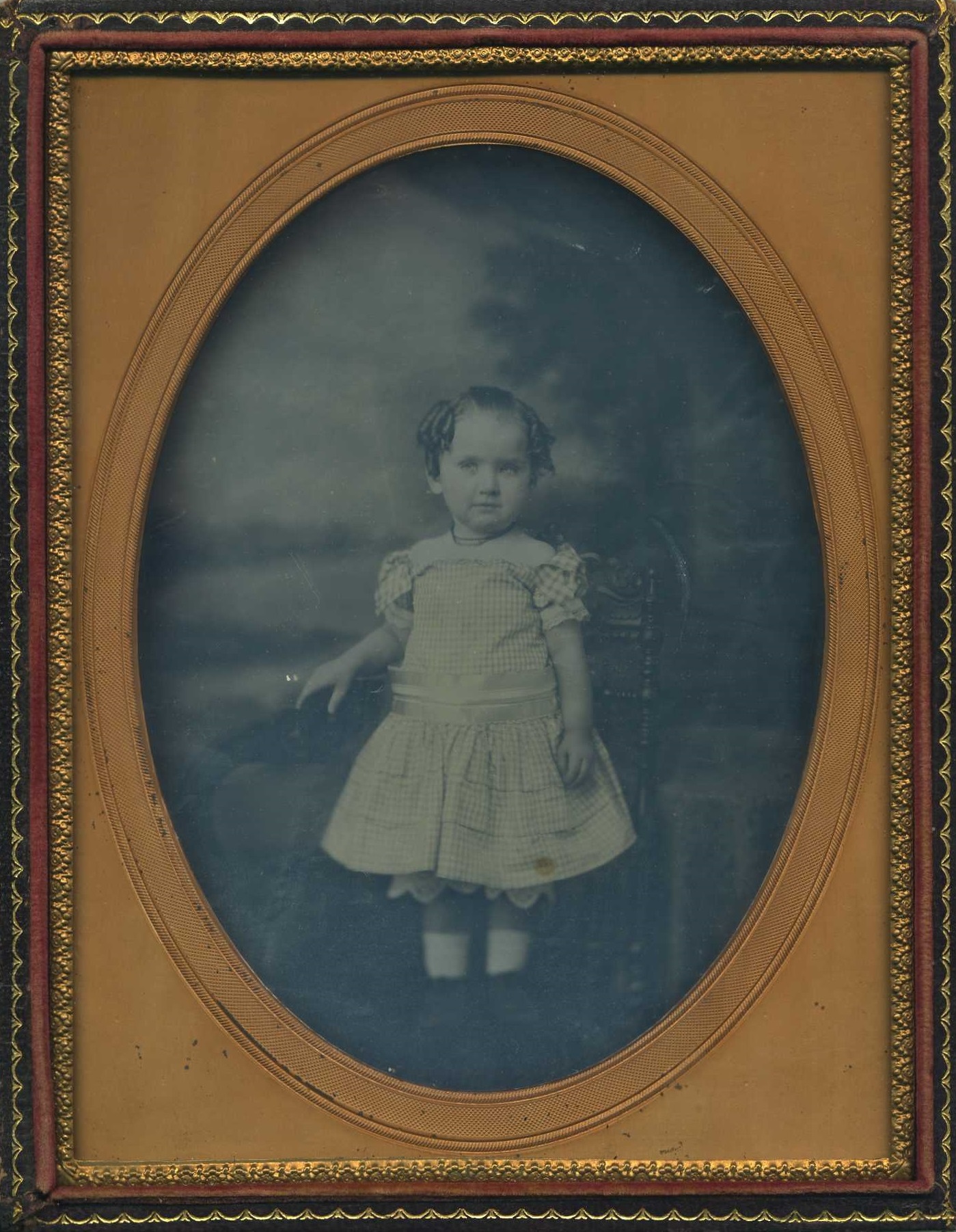 Little Girl with Ringlets and Backdrop