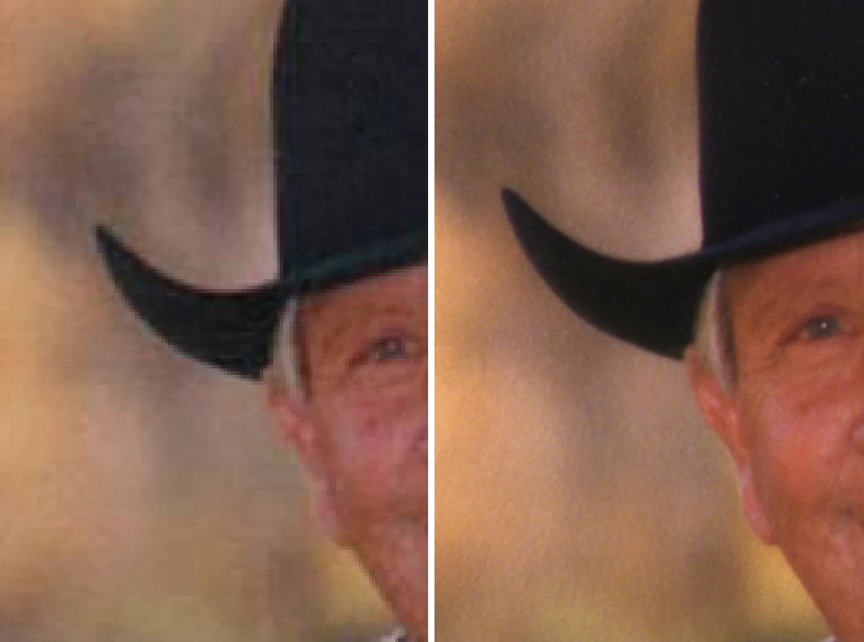 Left: scanned at 600 ppi but at medium jpeg quality. Right: scanned at 600 ppi, maximum jpeg quality.