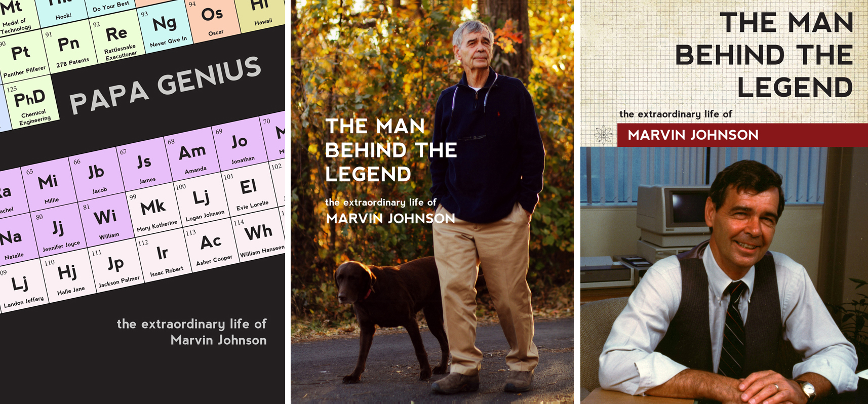 For a book on scientist Marvin Johnson, we came up with three different cover concepts. The one on the right was the final choice.