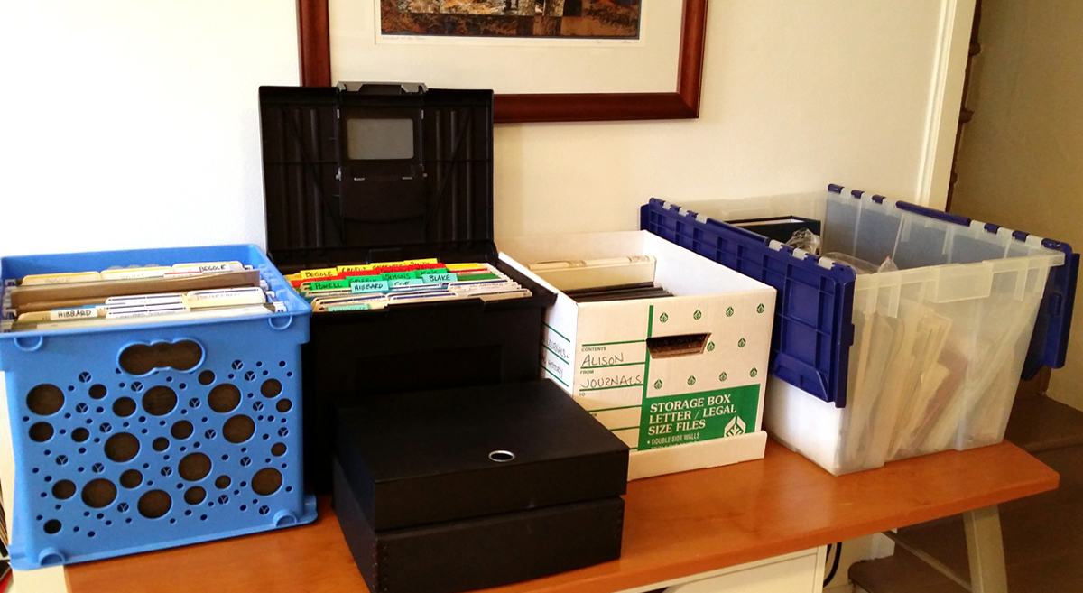 This is the sum total of all my family history "stuff" at this point. I am still working on paring it down.