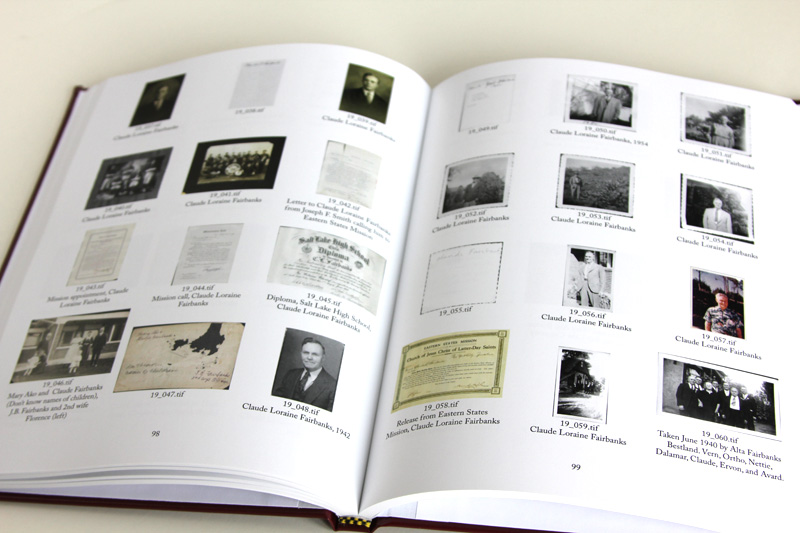 The book contains thumbnails and captions for each item in the collection.
