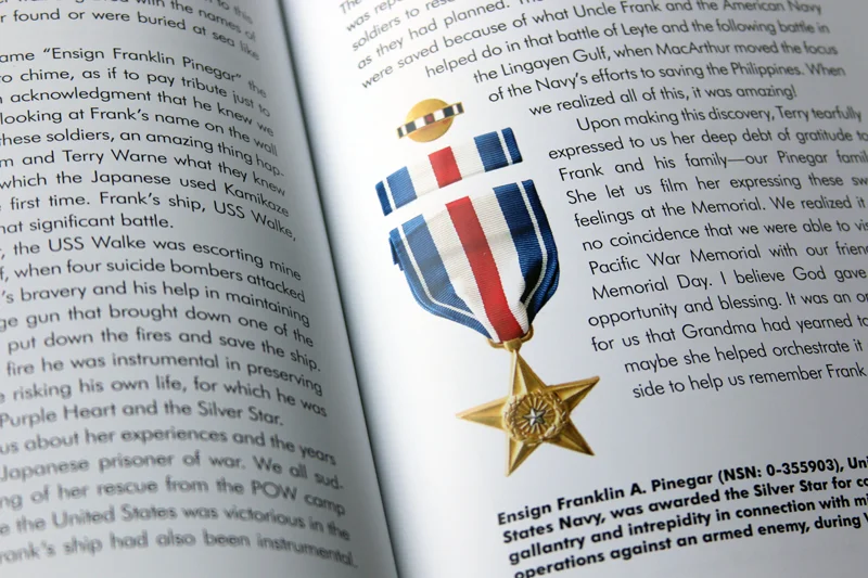 This spread shows how memorabilia can be photographed and added as a graphic element.