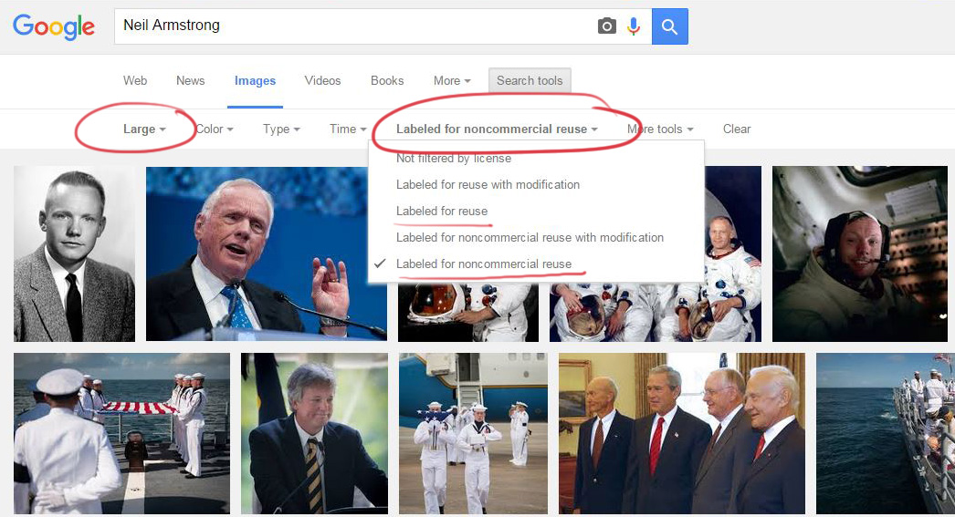 Choosing the "Usage Rights" tab will bring up this pulldown menu.