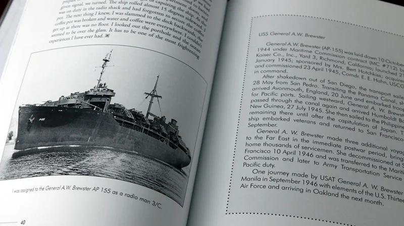 A sidebar (right) is one way to add additional historical or explanatory background information that is aside from the main narrative. These few paragraphs about the ship on which Don sailed are set aside in a decorative box with a different typeface to separate it from the rest of the text.