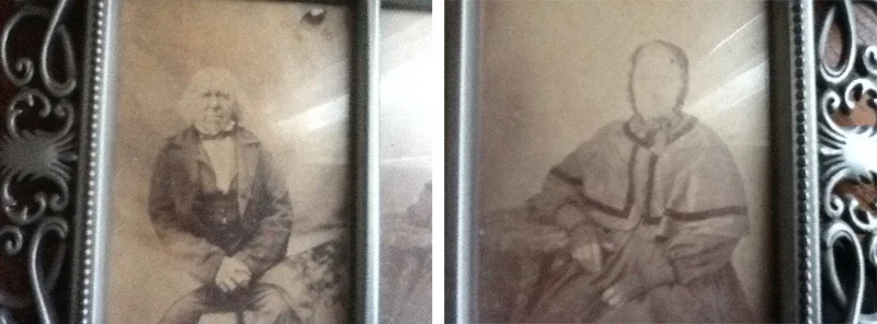 These images of my great-something-grands, found on FamilySearch, show how using a cell phone as a scanner can go terribly wrong.