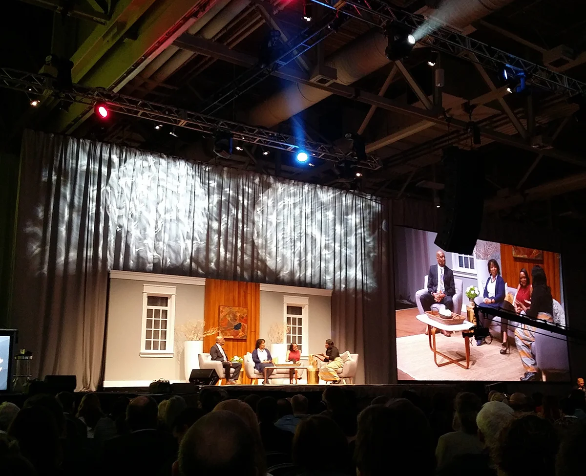Panel discussion with Melvin Collier, Sherri Camp, Kenyatta Berry, and Nkoyo Iyamba.