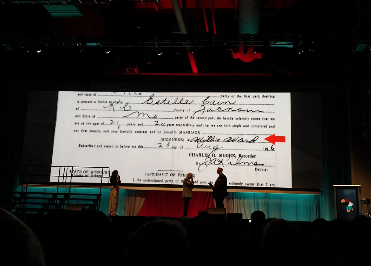 LeVar Burton gets emotional when presented with a gift of his family's genealogical research.