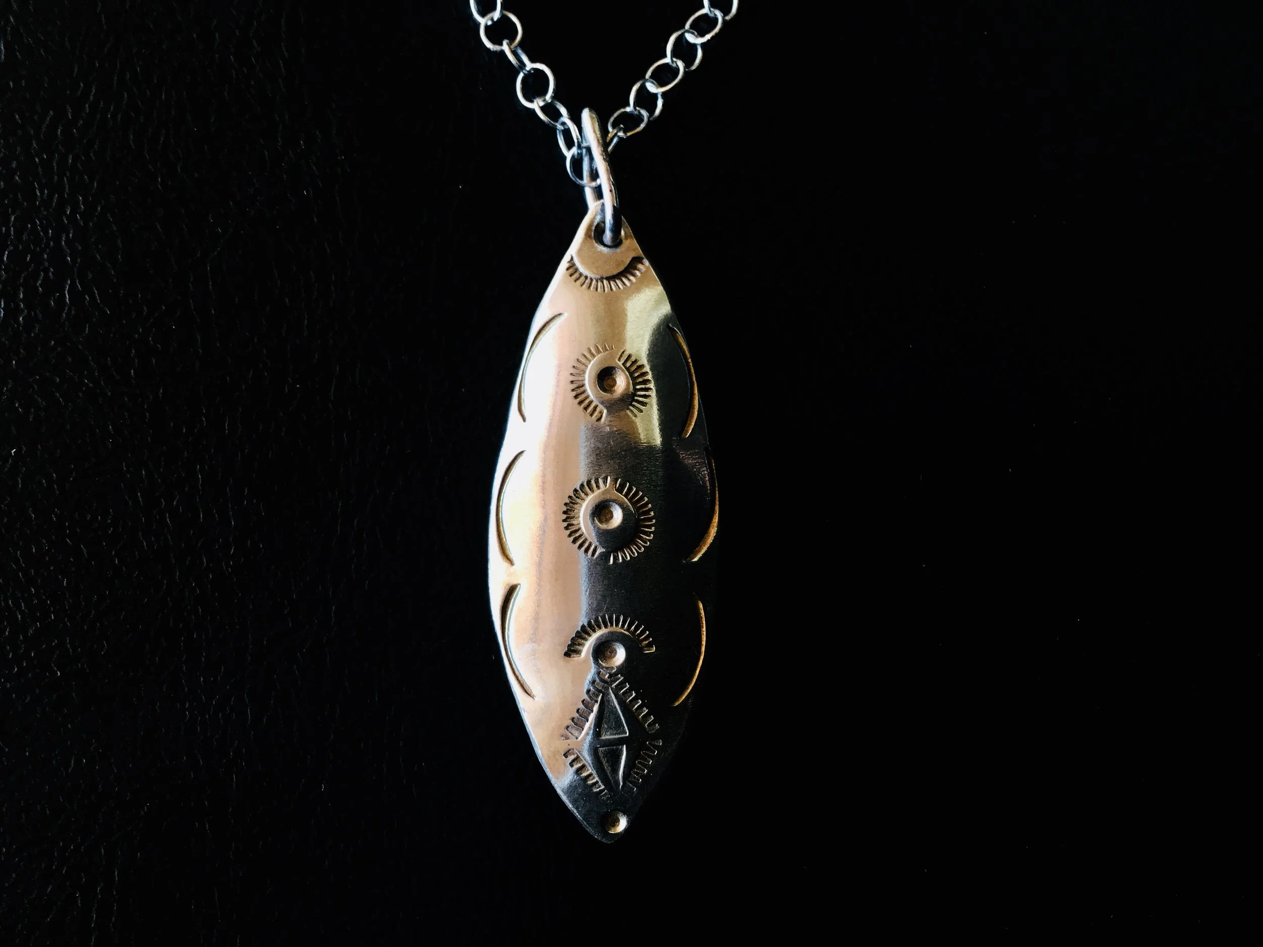 Sterling Silver Hand Stamped Shield Necklace ($140)