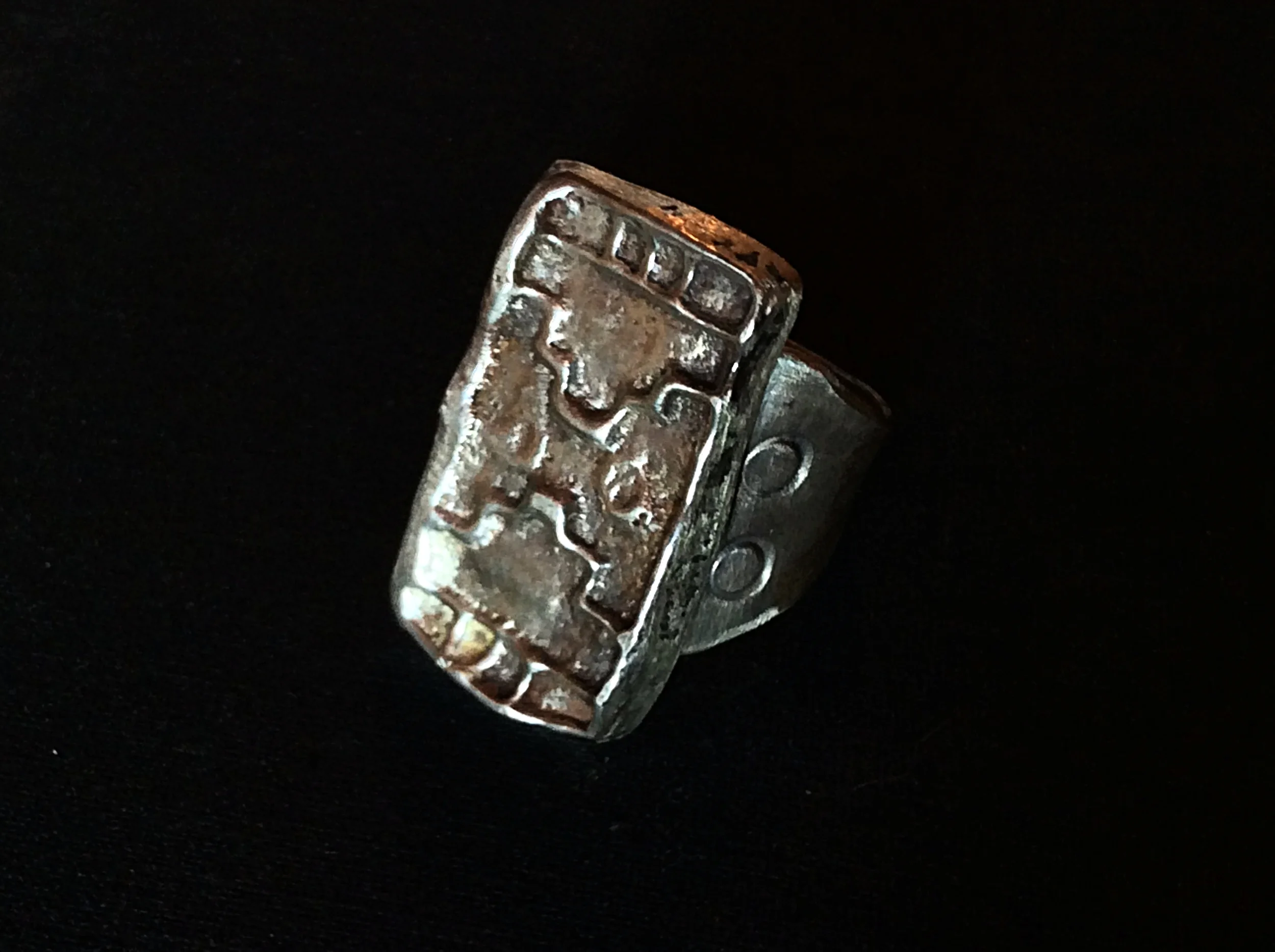 Sterling Silver Tufa Cast Double Pyramid Ring Sz. 9 ($185)