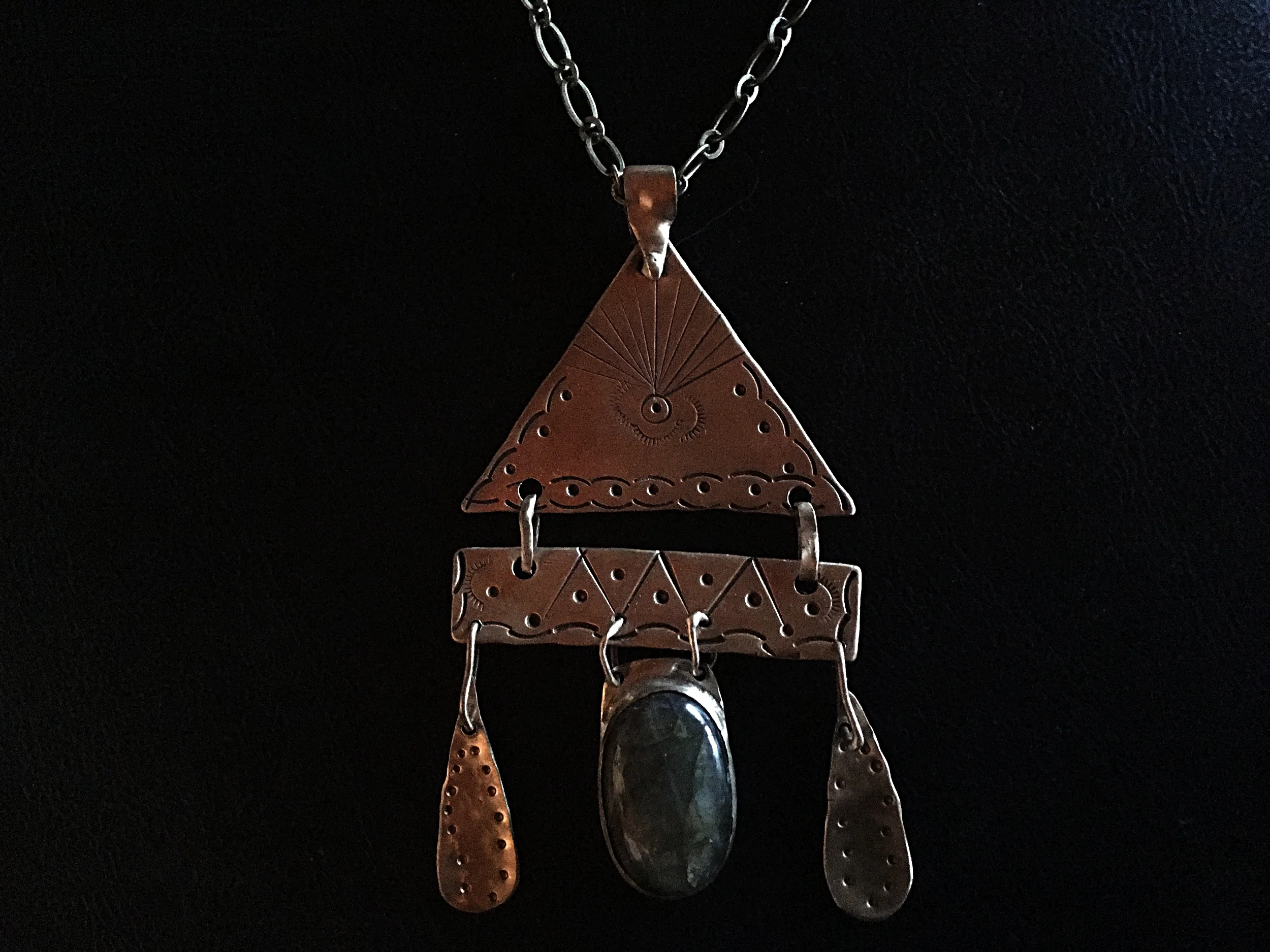 Brass and Labradorite Pendant (SOLD)