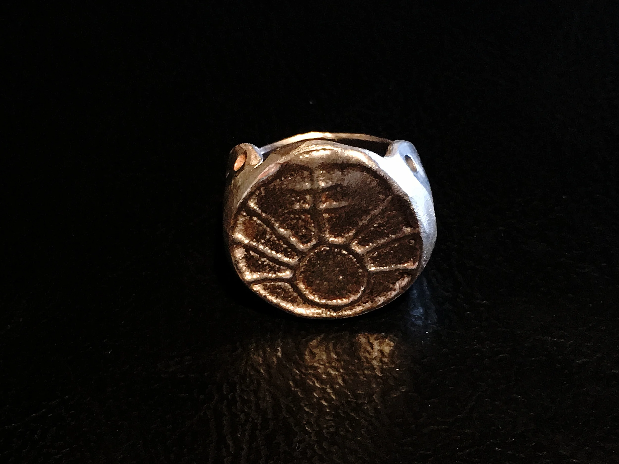 Sterling Silver Tufa Cast Double Cross Sunrise Signet Ring ($150)