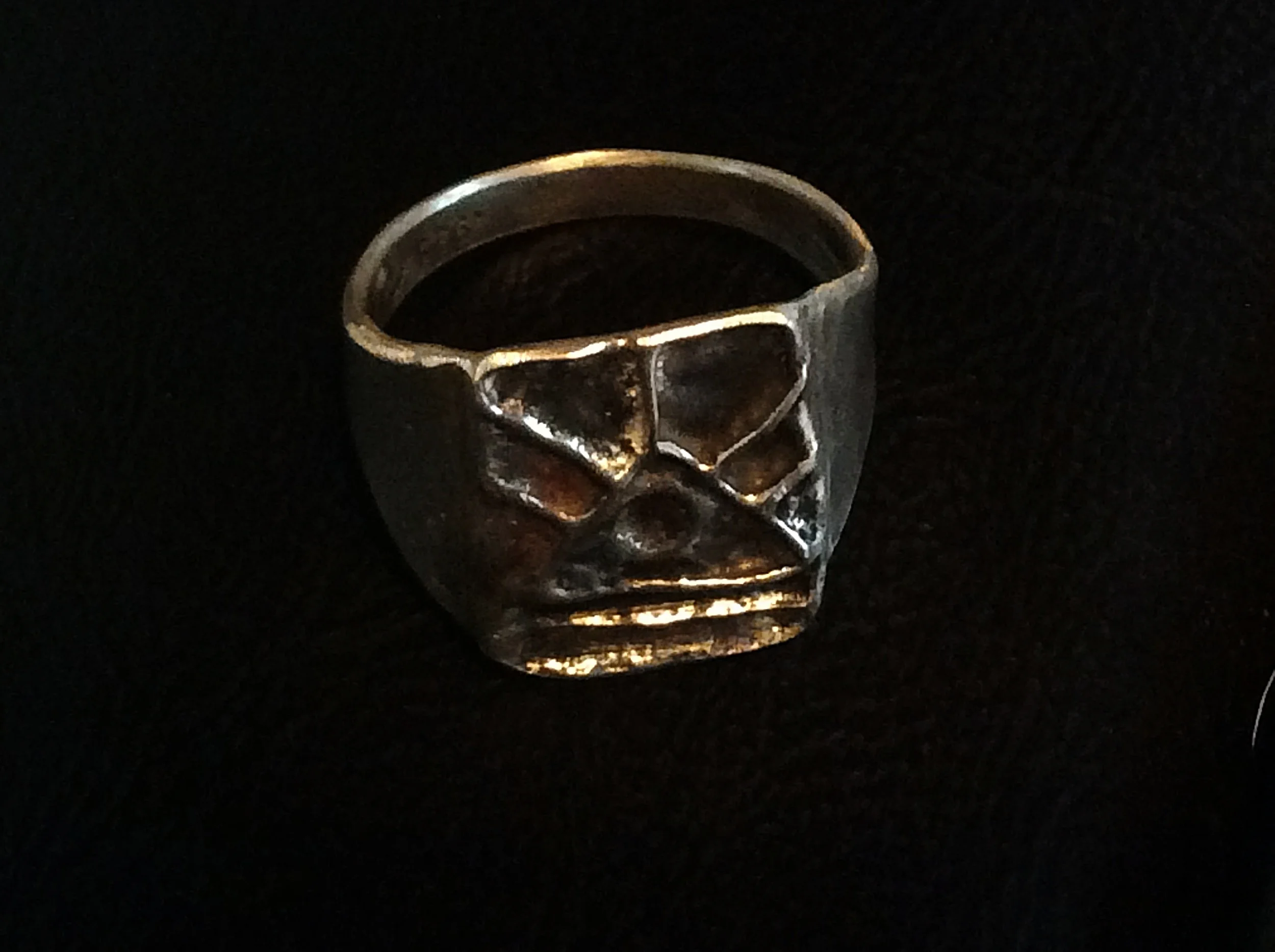 Sterling Silver Tufa Cast Triangle Eye Ring (SOLD)