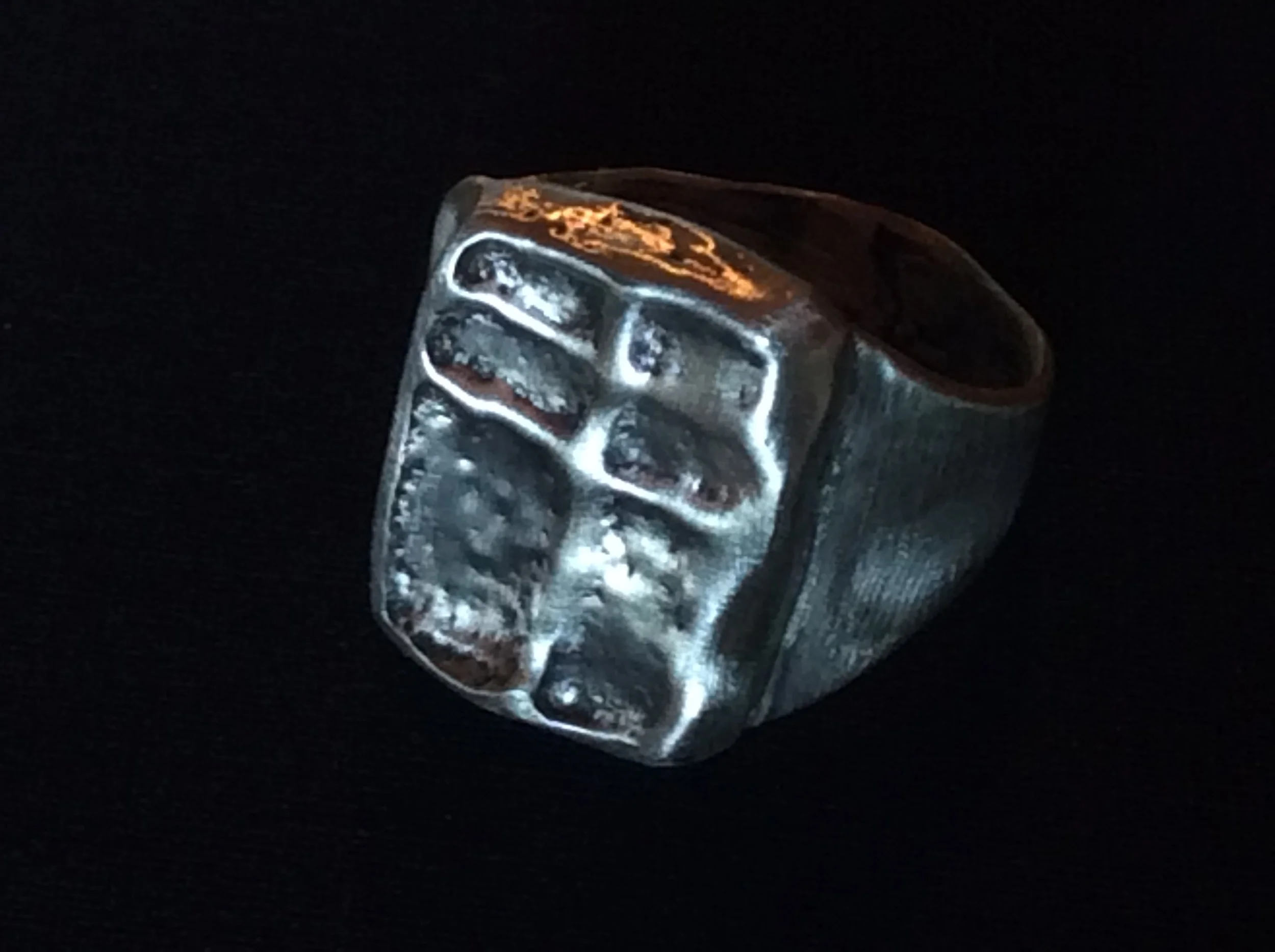 Sterling Silver Tufa Cast Double Cross Ring (SOLD)