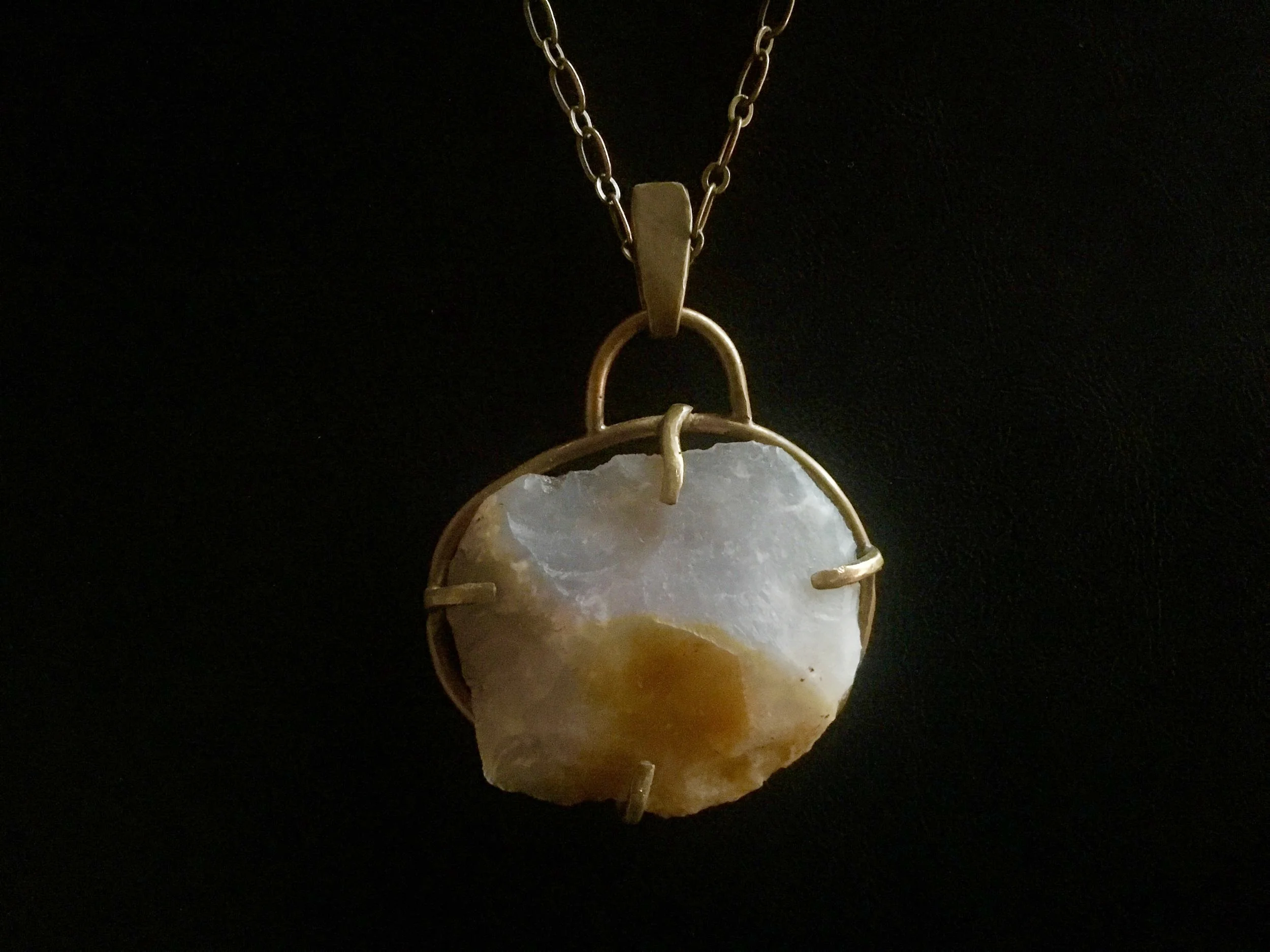Brass and found Agate Necklace (SOLD)