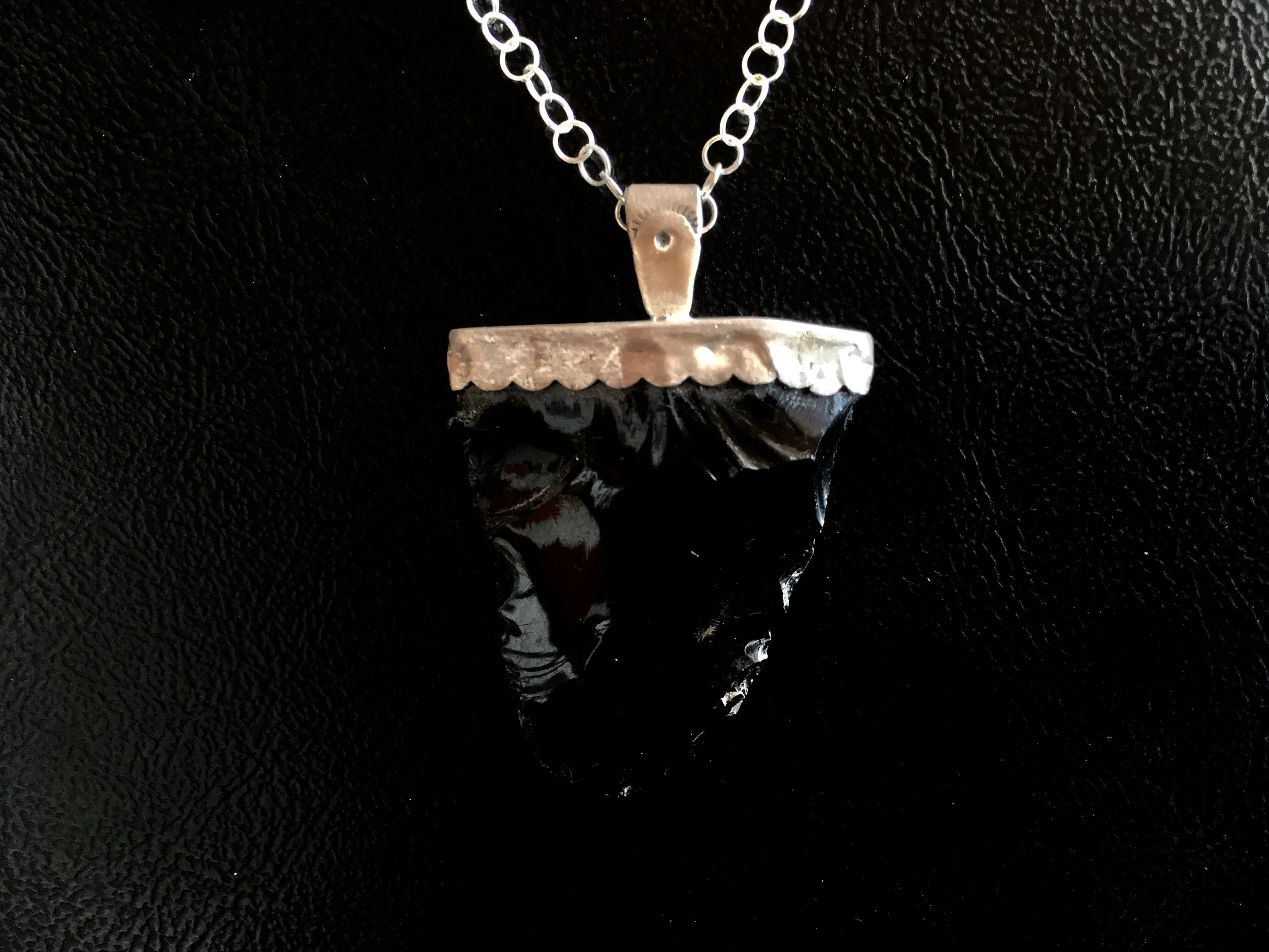 Sterling Silver and found Obsidian Pendant ($180)