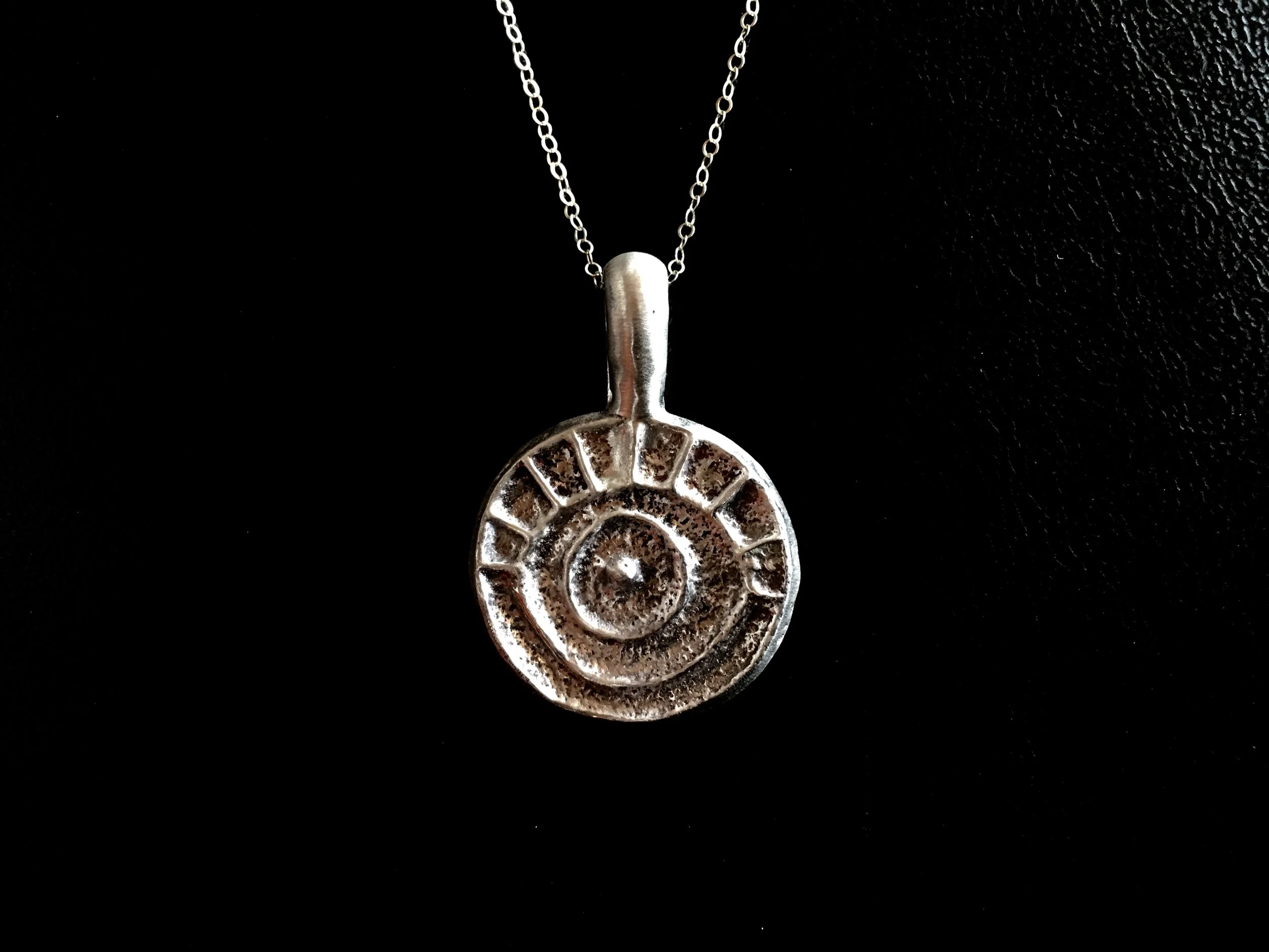 Sterling Silver Tufa Cast Eye Medallion ($175)