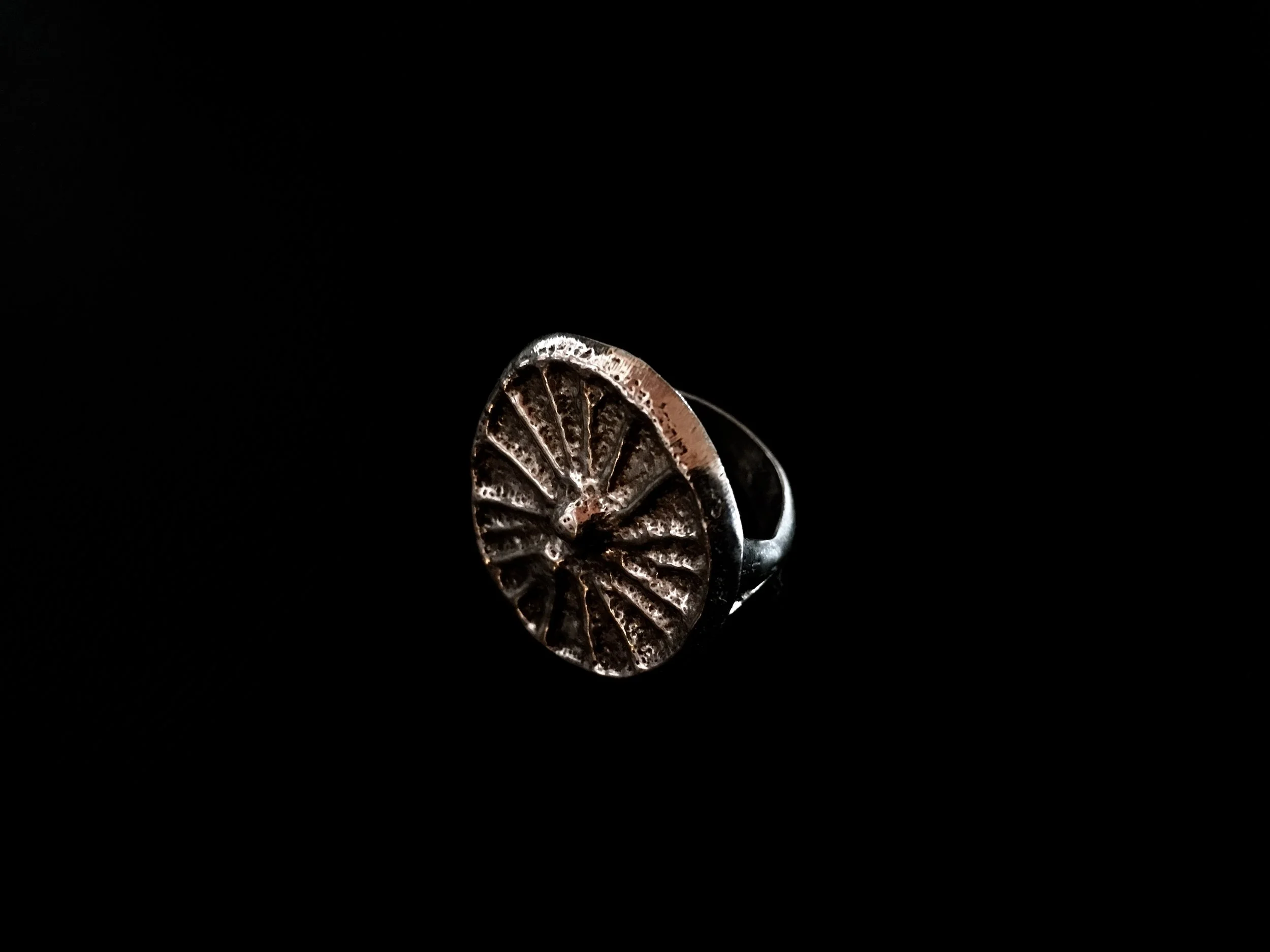 Sterling Silver Tufa Cast Spoke Ring ($180)