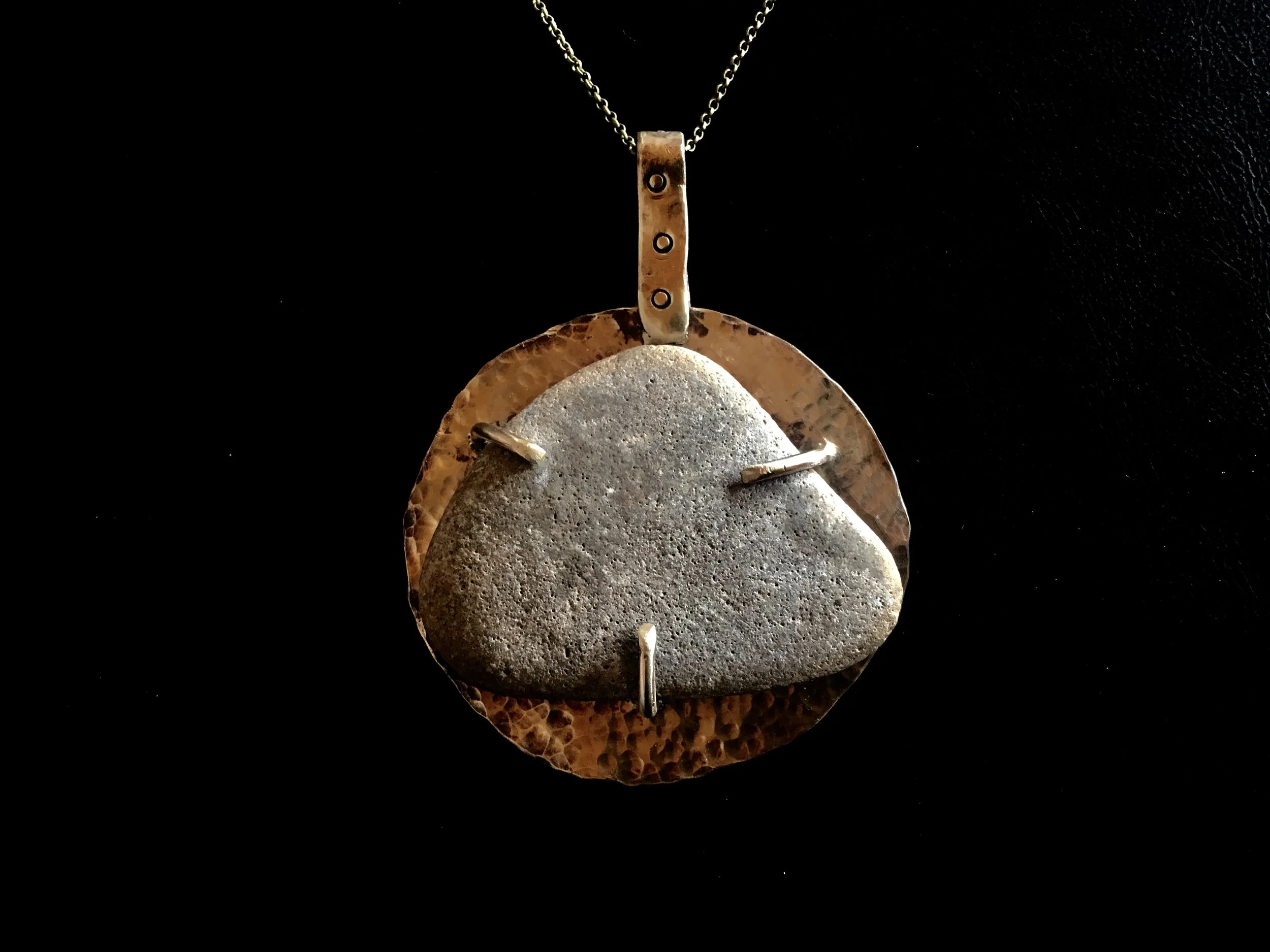 Brass and Found Stone Pendant ($150)