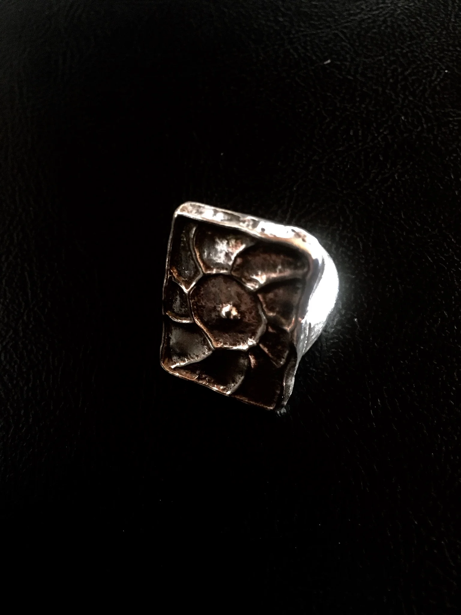 Sterling Silver Tufa Cast Sun Whirl Ring ($180)