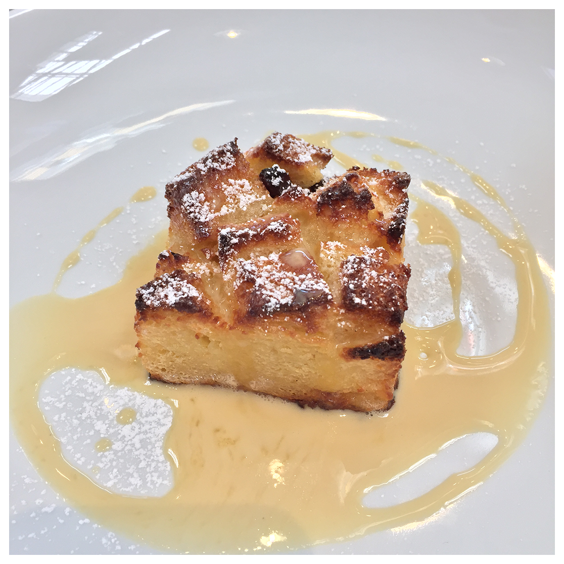 Candy Cap Bread Pudding with Maple Creme Anglaise