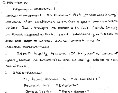 A Portion of the BioGraphic Information regarding Artime in The OFFICIAL Files
