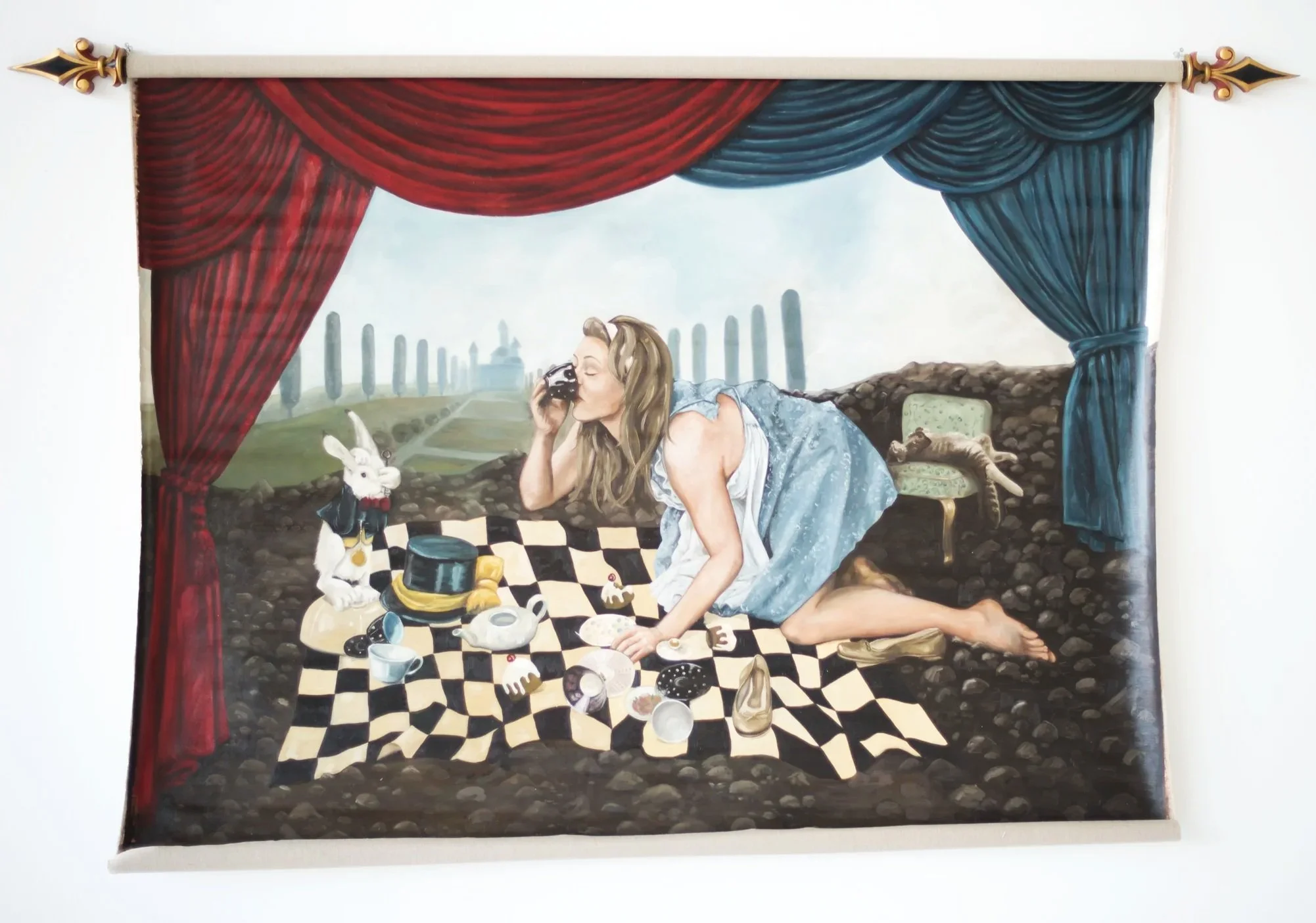 ”Into the Rabbithole she Went…” 180cm x 180cm