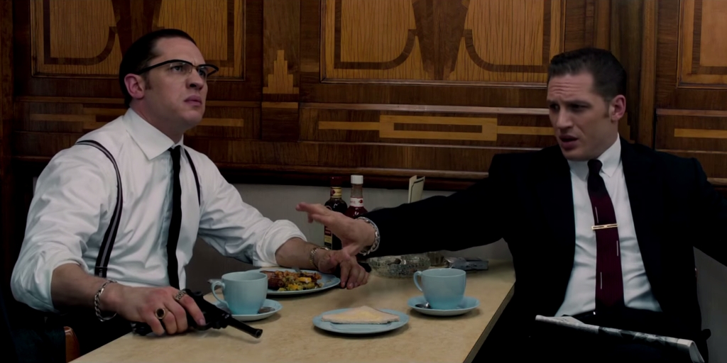Pictured: Tom Hardy as The Winklevoss Twins Source: Studiocanal Australia