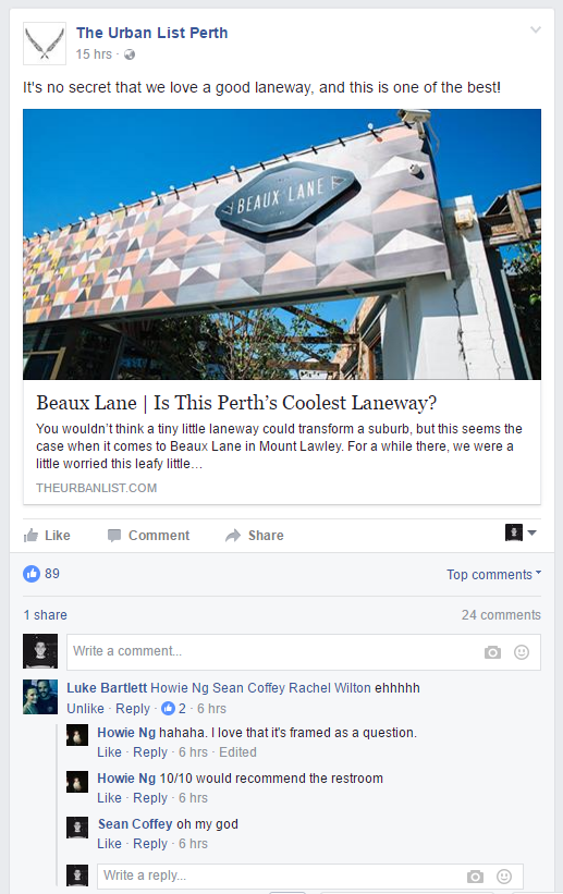 The answer to the question is no. Beaux Lane is not Perth’s coolest laneway. End of story