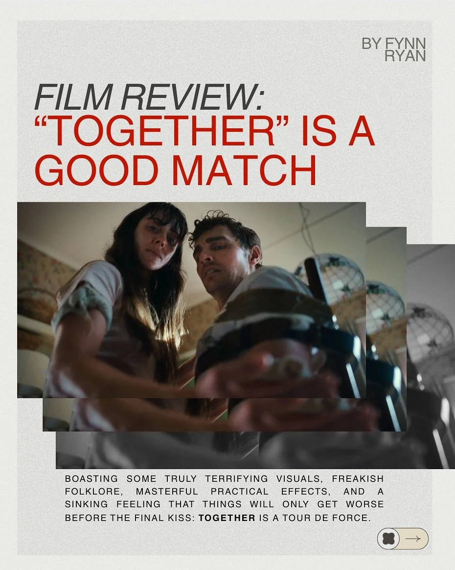 🎥 Stumbling drearily into the next chapter of their long-winded relationship, absent lovers, Millie and Tim encounter a mysterious force which grafts their minds and flesh together with horrifying consequences. 

#Together is in cinemas 31st July. C