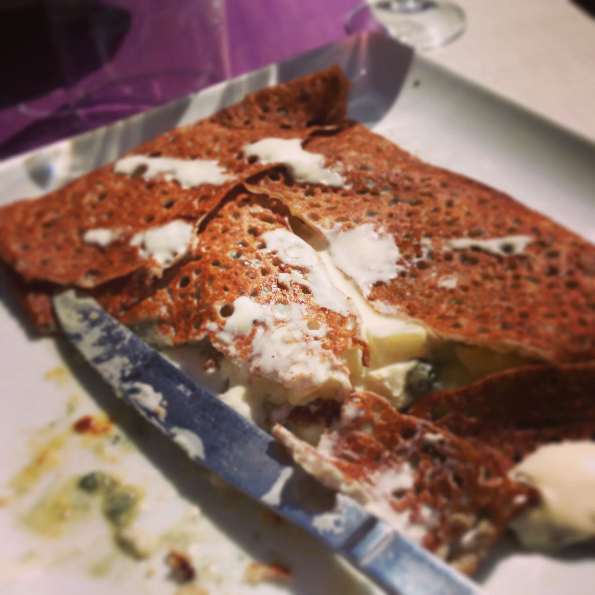 French crepe - potato, blue cheese and fresh cream