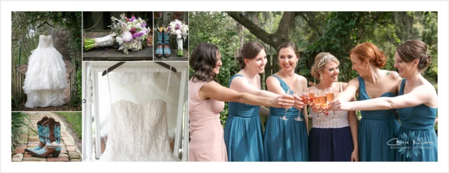 These girls started the day off just having a blast and enjoying every minute of it! Lauren's flowers were wild flower-esque and her dress made it elegant and boots brought in the rustic. 